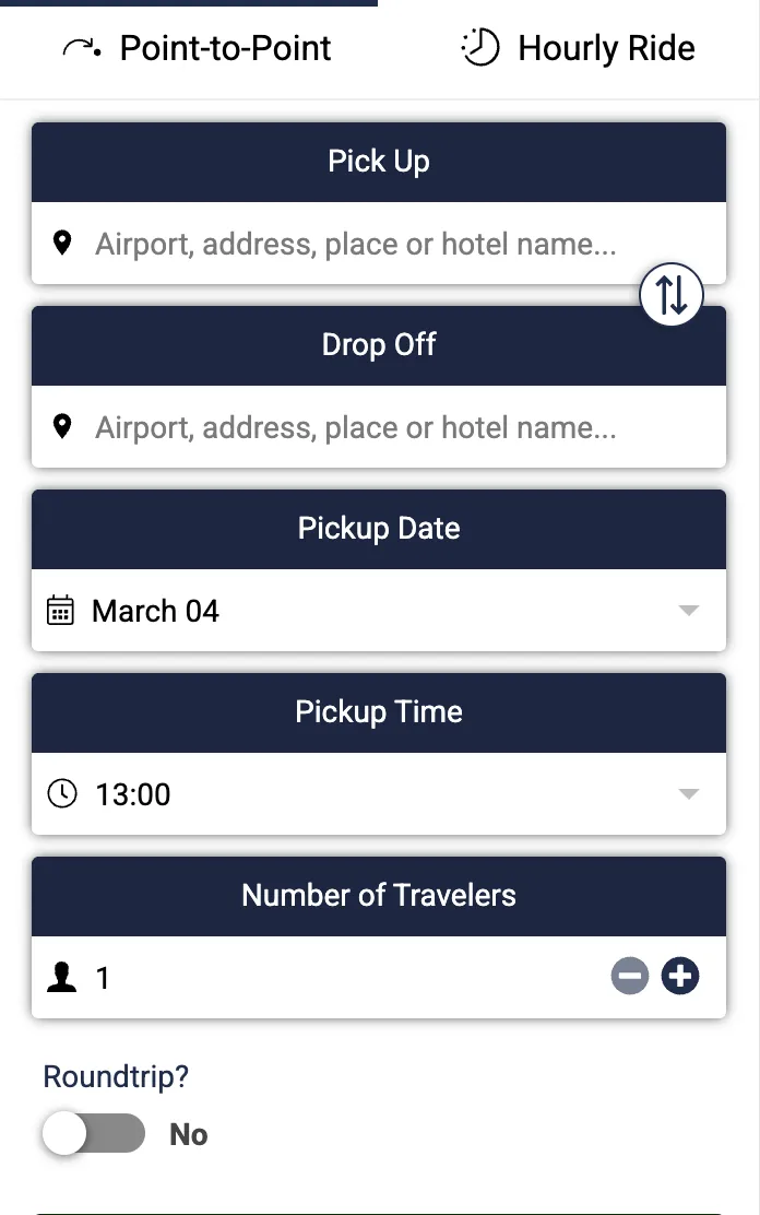 Embedded transfer booking widget